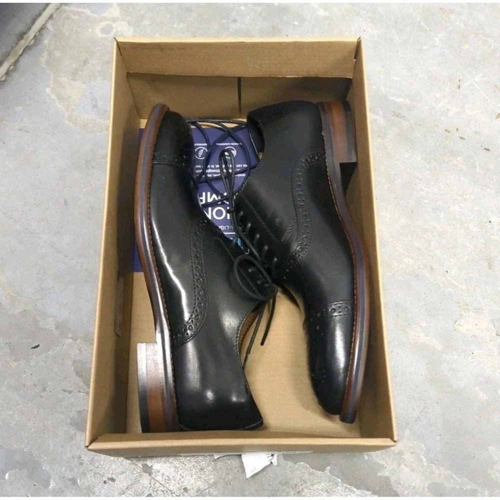 Quiet Luxury Johnston‎ & Murphy Black Leather Oxford Dress Shoes Men's 8 NIB